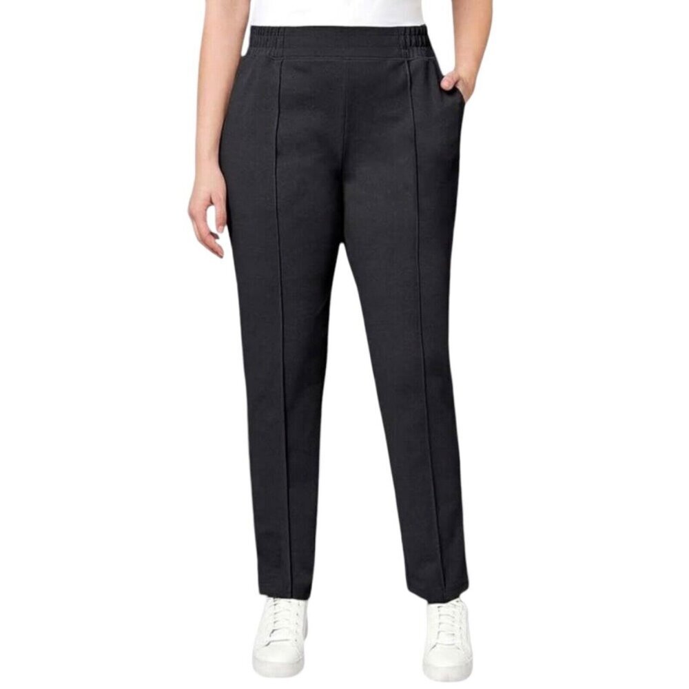 Mondetta Pintuck Straight Leg Pant Small Black Recycled Fabric Elastic Waist NWT